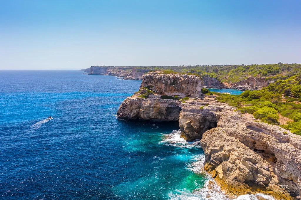 View of the montains in Cala S'Almunia, Mallorca (Spain)